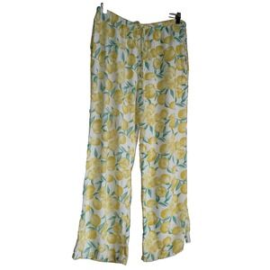 Angel Kiss Women's Yellow Lemon Pants Size L Resort Wear Wide Leg